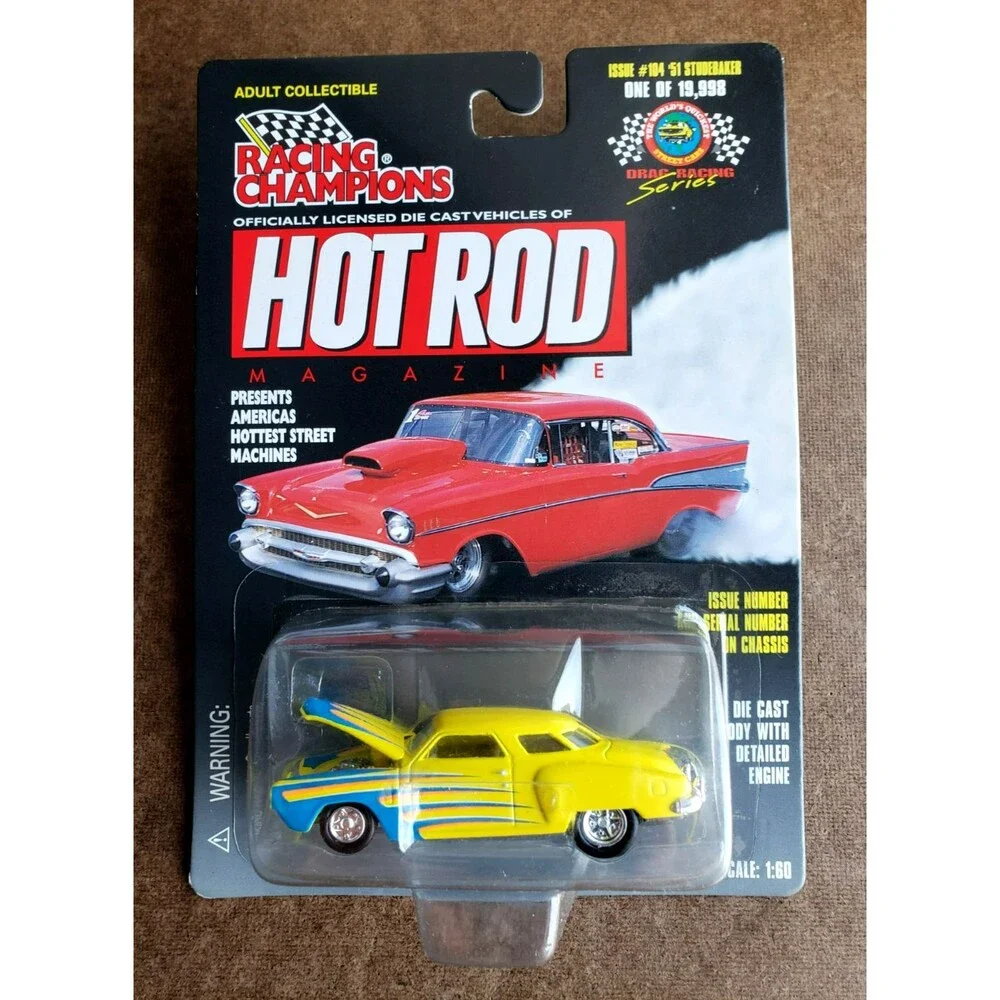 1998 Racing Champions 51 STUDEBAKER Yellow DRAG RACING SERIES 1:60 Scale 1/19998